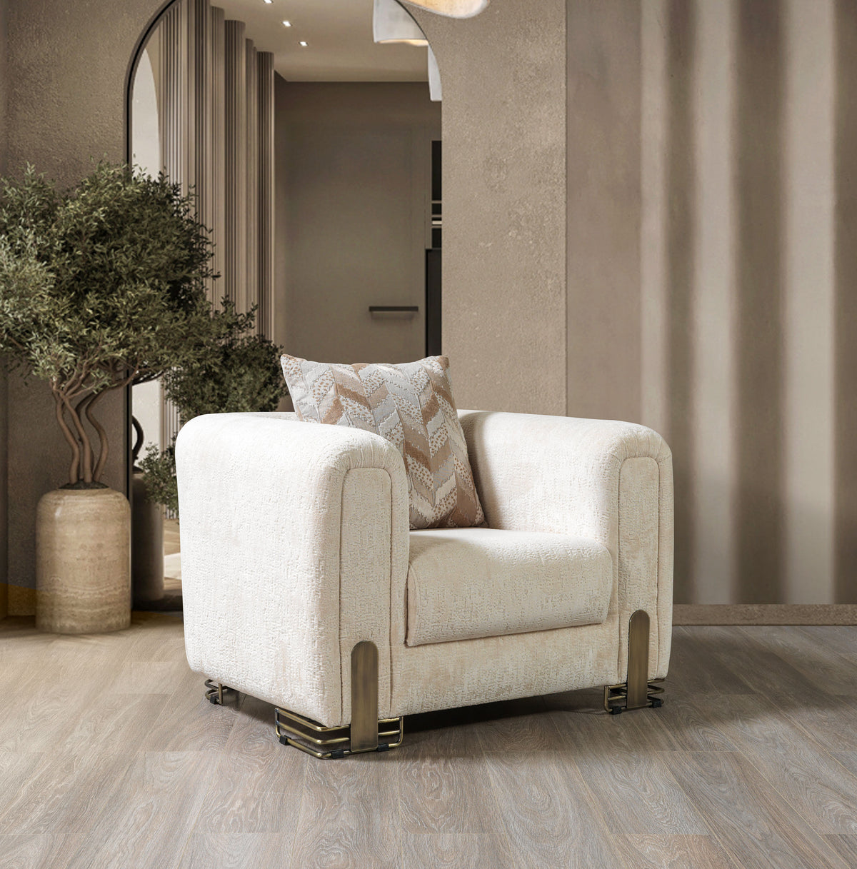 Ameena Ivory Boucle Chair