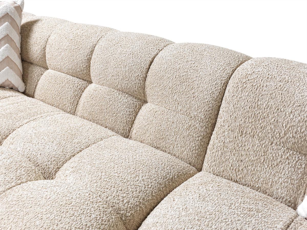 Lili Sand Boucle RAF sectional sofa side view