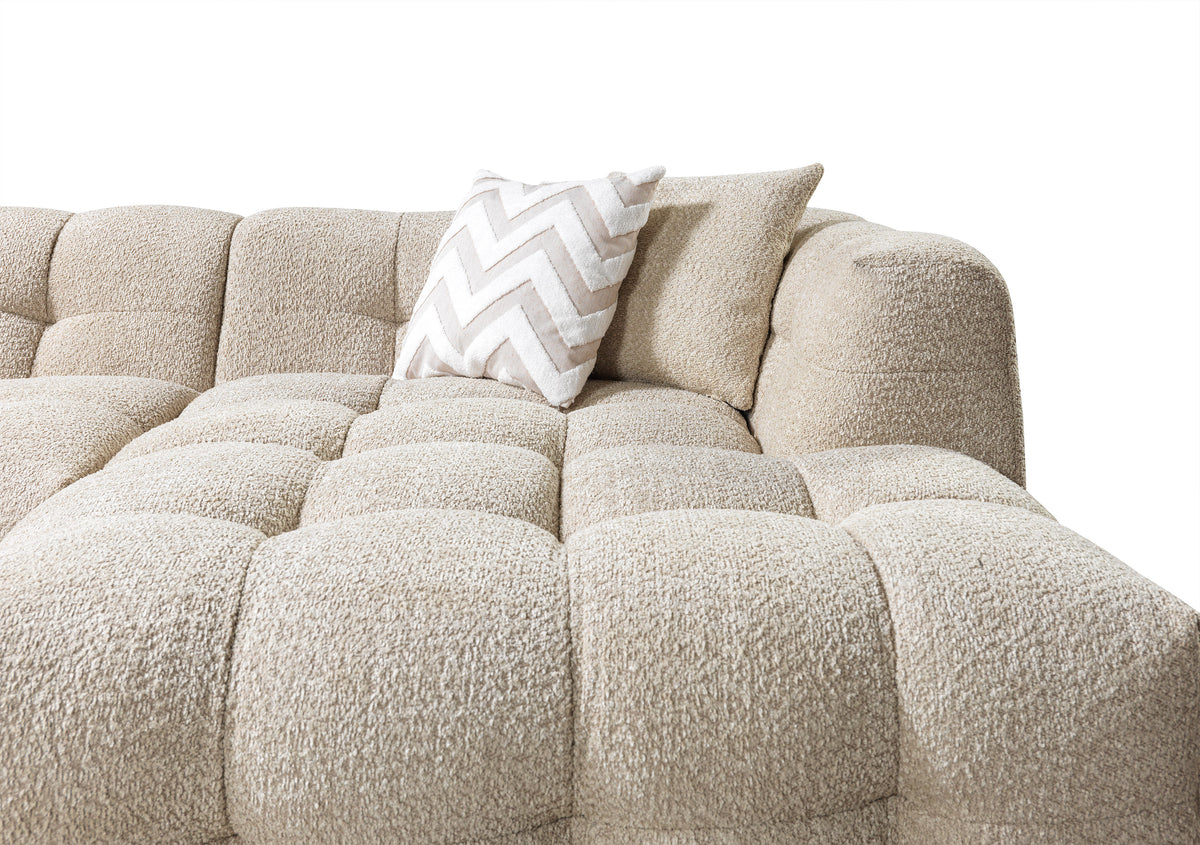 Lili Sand Boucle RAF sectional sofa detail view