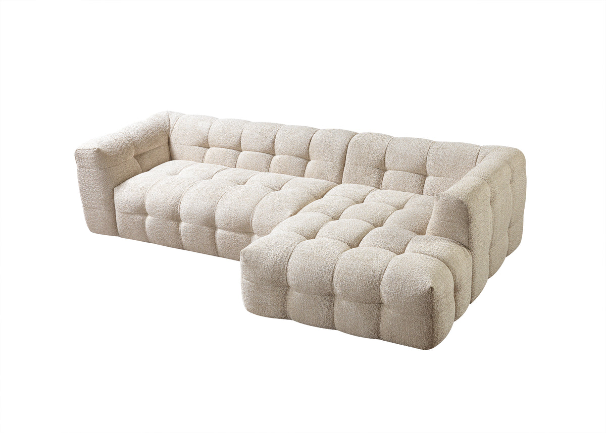 Lili Sand Boucle RAF sectional sofa detail view