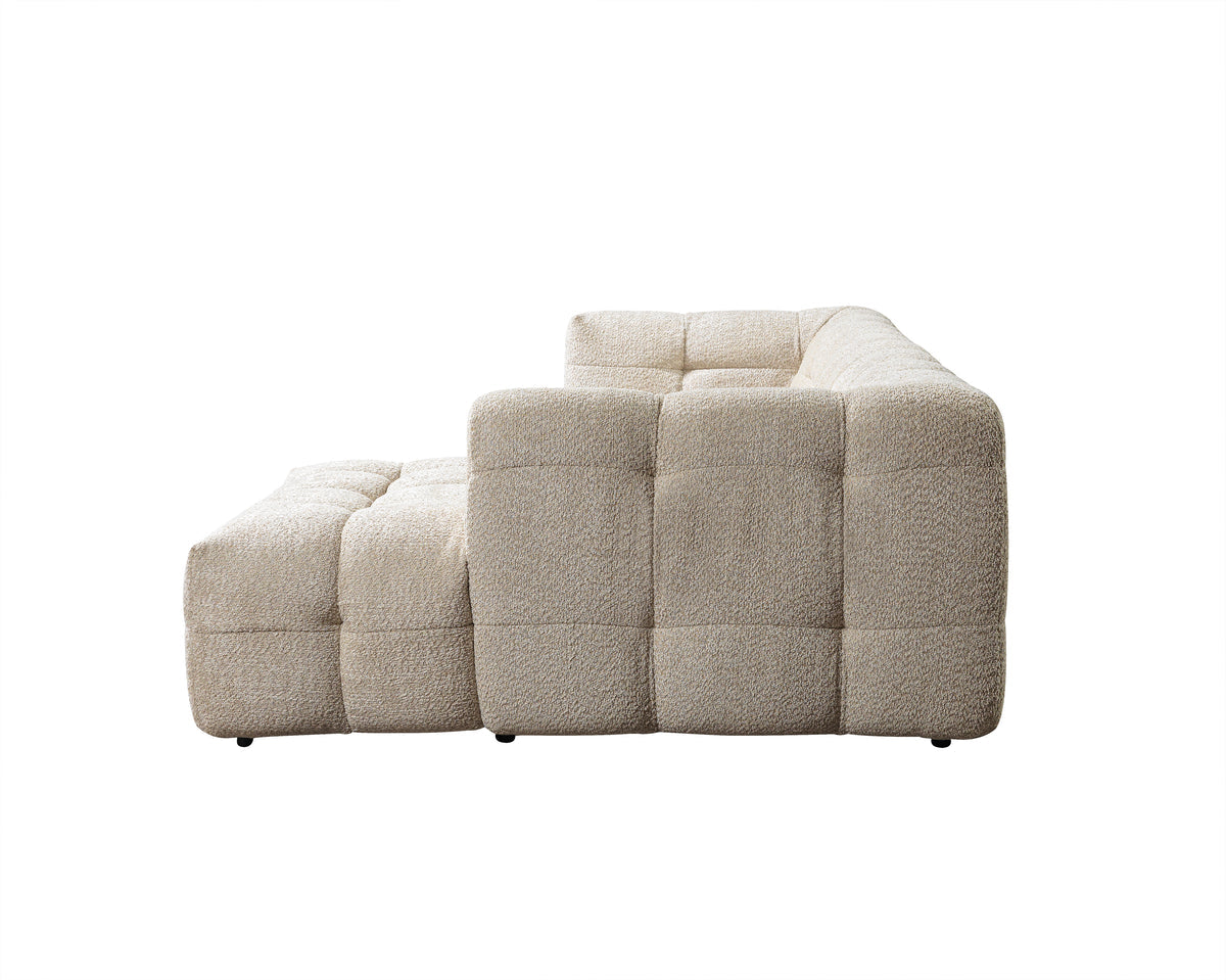 Lili Sand Boucle RAF sectional sofa side view