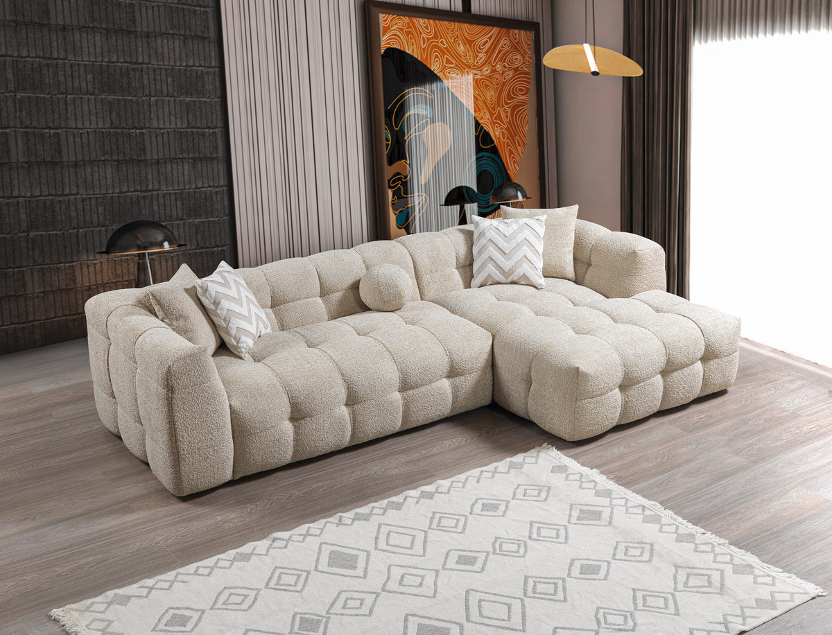 Lili Sand Boucle RAF sectional sofa main view