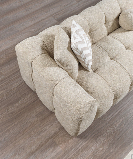 Lili Sand Boucle RAF sectional sofa side view