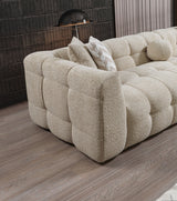 Lili Sand Boucle RAF sectional sofa room view