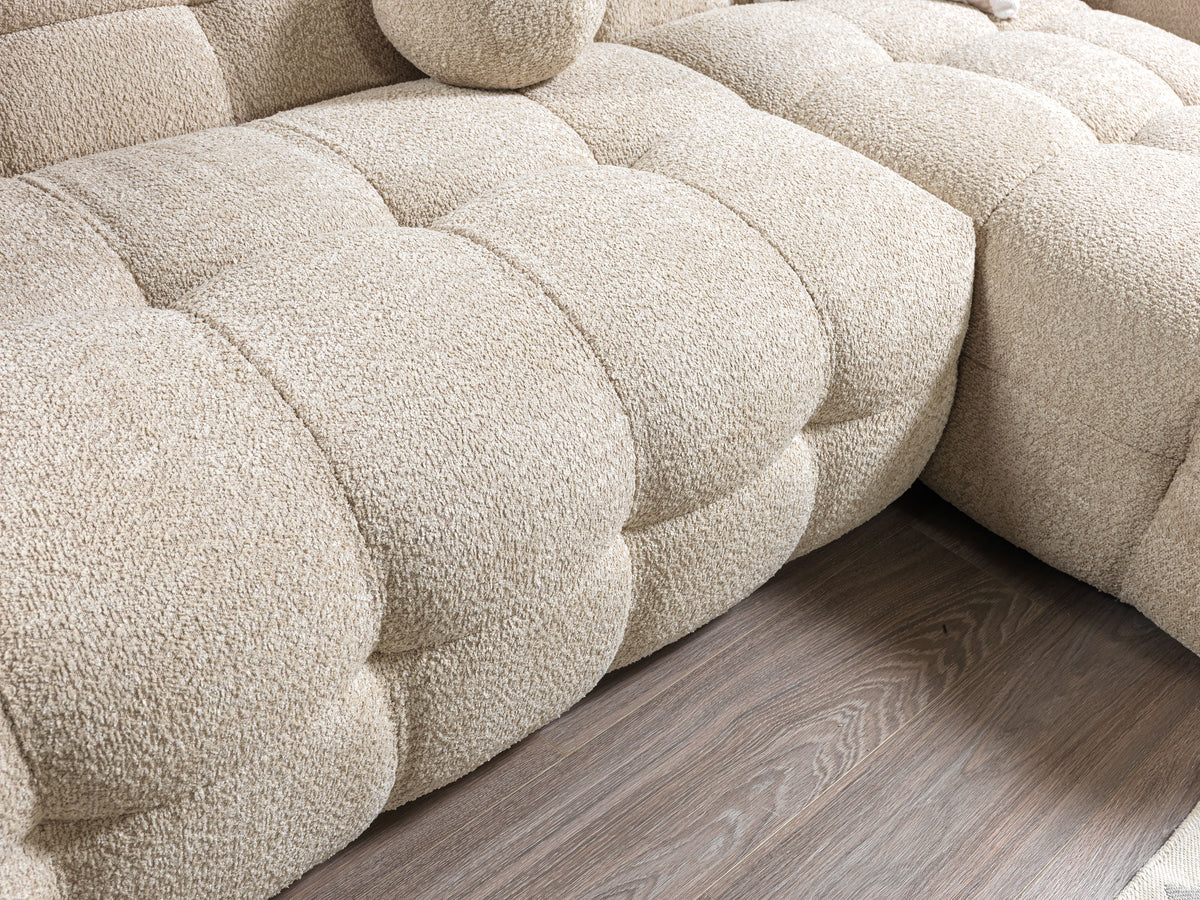 Lili Sand Boucle RAF sectional sofa main view