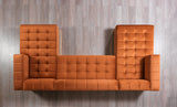 Close-up armrest detail of Amelia Orange Velvet Double Chaise 140" Sectional Sofa