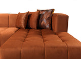 Amelia Orange Velvet Double Chaise 140" Sectional Sofa corner chaise angle