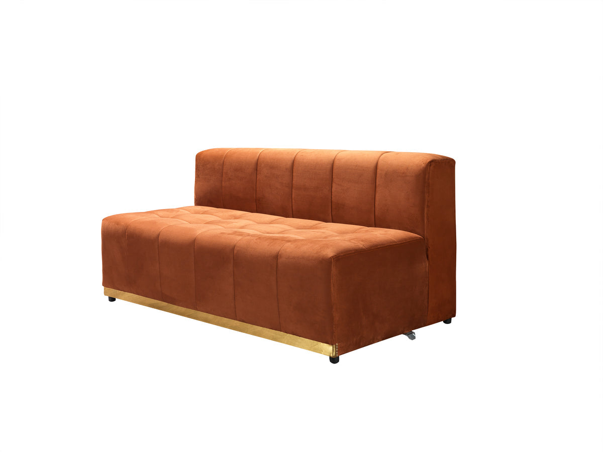 Main angle of Amelia Orange Velvet Double Chaise 140" Sectional Sofa