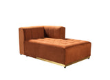 Side view highlight of Amelia Orange Velvet Double Chaise 140" Sectional Sofa