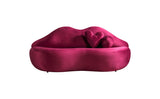 Close-up of maroon velvet upholstery on Audrey Loveseat
