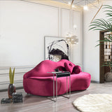 Side view of Audrey Maroon Velvet Loveseat showing velvet texture