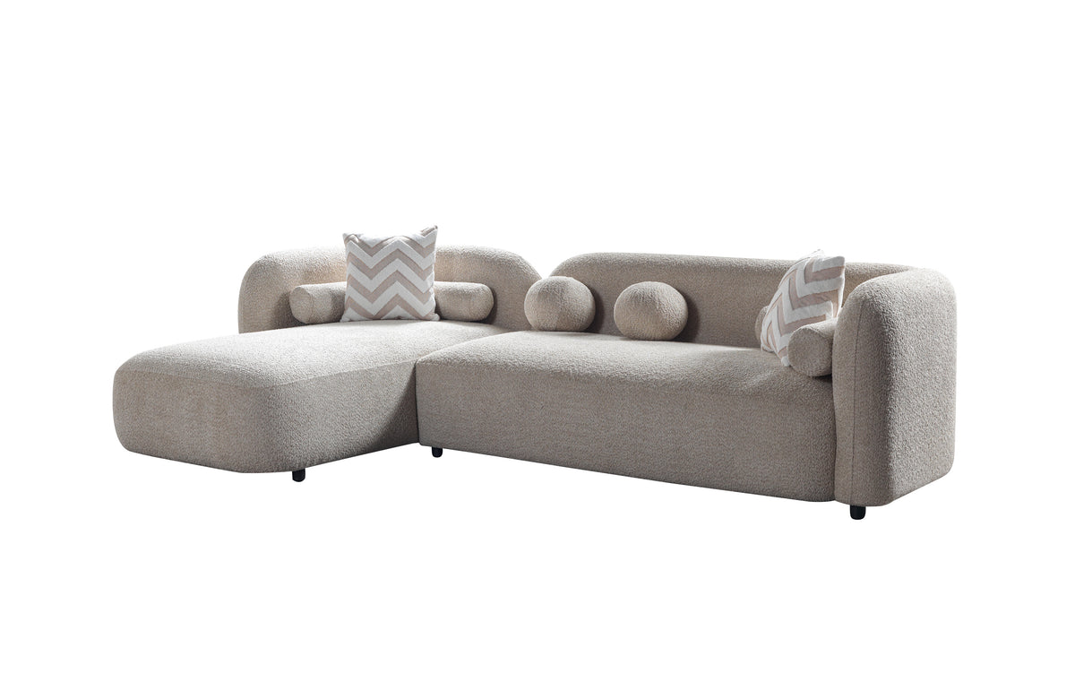 main view of Hanna Sand Bouclé LAF 110" sectional sofa