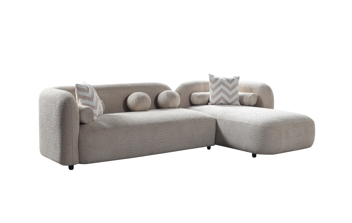 main view of Hanna Sand Boucle RAF 110" Sectional sectional sofa