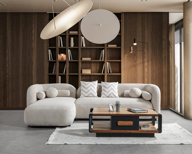 main view of Hanna Sand Bouclé LAF 110" sectional sofa