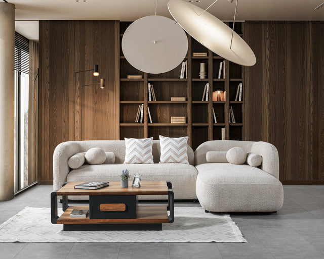 main view of Hanna Sand Boucle RAF 110" Sectional sectional sofa
