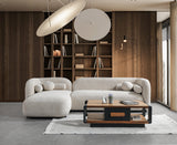 room view featuring Hanna Sand Bouclé LAF sectional sofa