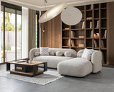 detail view of Hanna Sand Boucle RAF 110" Sectional sectional sofa