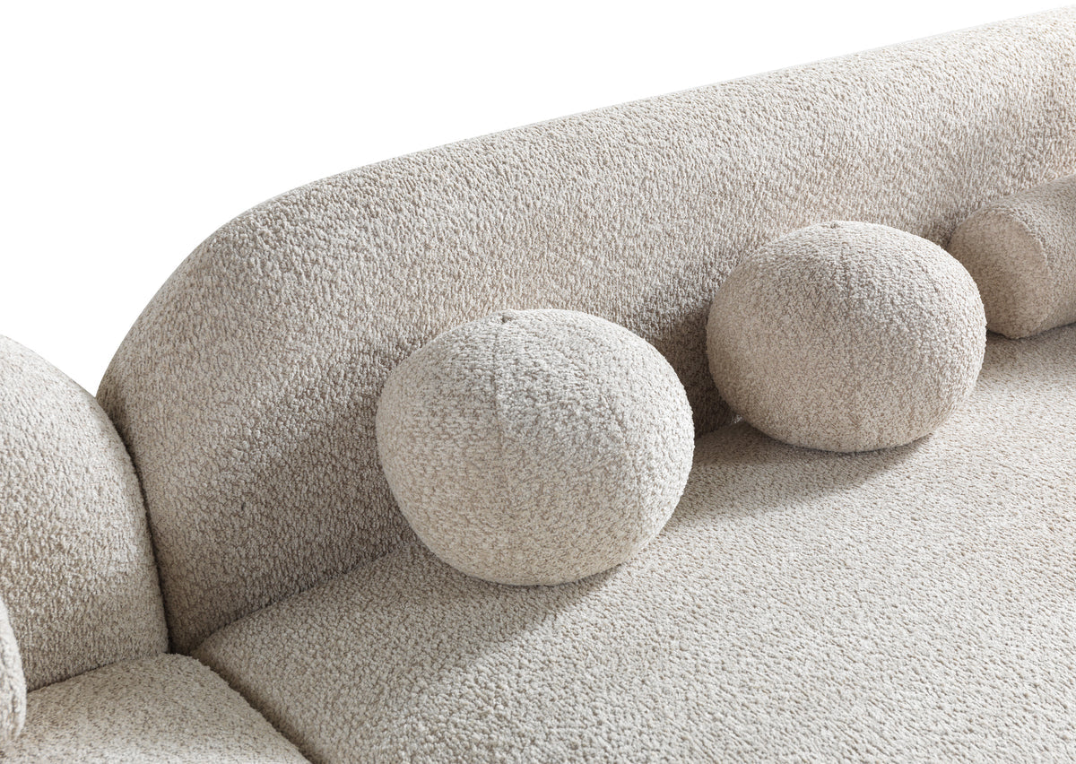 room perspective showing Hanna Sand Bouclé sectional sofa