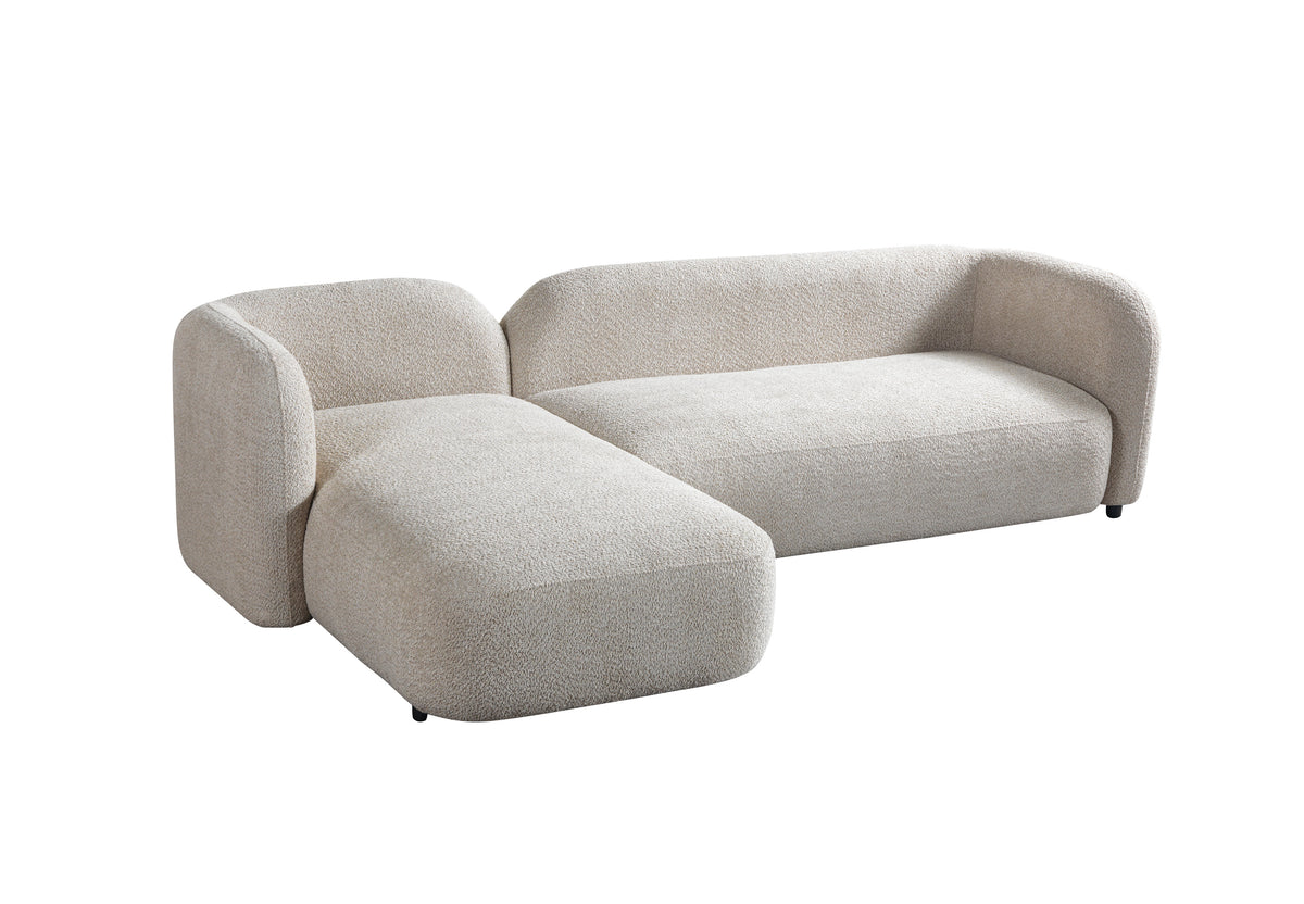 side perspective of Hanna Sand Bouclé sectional sofa