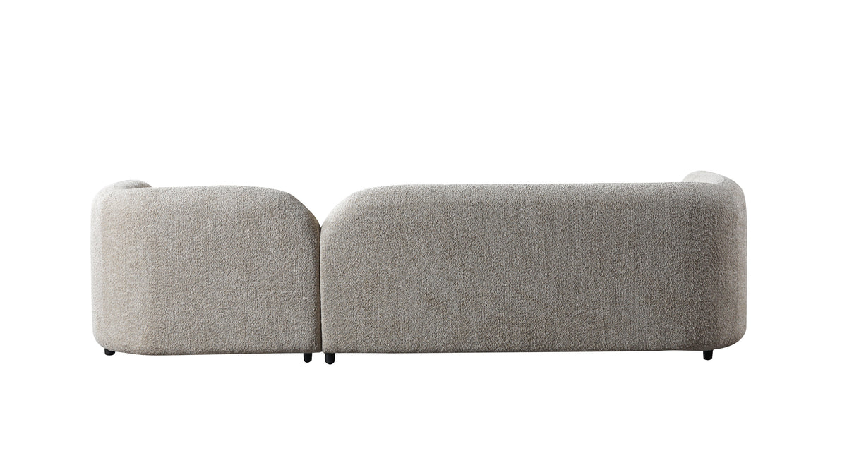 detail view of Hanna Sand Boucle RAF 110" Sectional sectional sofa
