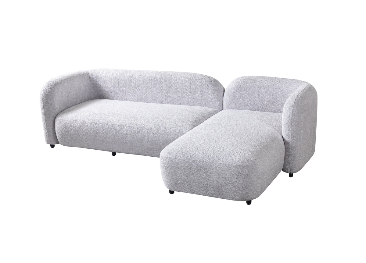 Side perspective of Hanna Gray Boucle RAF 110" Sectional