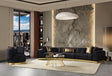 Anne Black Velvet 3-Piece Curved 165" Sectional Sofa front view