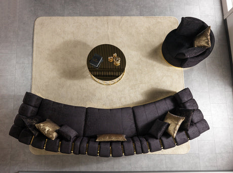 Main view of Anne Black Velvet 3-Piece Sectional Sofa