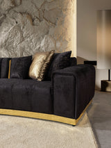Room view featuring Anne Black Velvet Curved Sectional Sofa