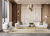 Side view of Anne Ivory Velvet 3-Piece Curved 165" Sectional Sofa
