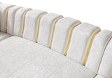 Side angle view highlighting sectional sofa curvature