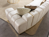 Room featuring Anne Ivory Velvet 3-Piece Curved 165" Sectional Sofa with modern decor