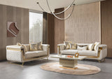 Side angle of Belly Ivory Coffee Table showing ivory finish