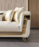 Detail of loveseat arm and cushions