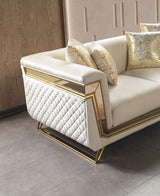 Detail of sofa arm and cushions