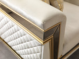 Elegant ivory velvet sofa full front