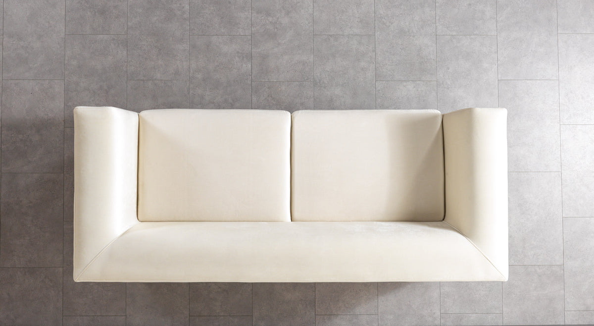 Belly Ivory Velvet Sofa and Loveseat set front view