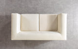 Belly Ivory Velvet Sofa and Loveseat set front view