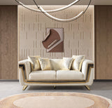 Side view of Belly Ivory Velvet Loveseat 76"