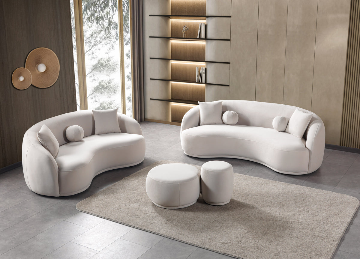 Emily Ivory Velvet Sofa 91" & Loveseat 81"