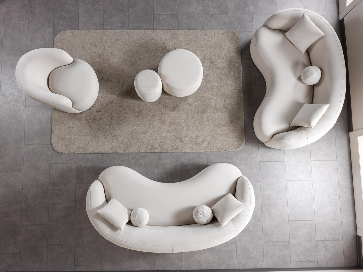 Ava Ivory Velvet Stool