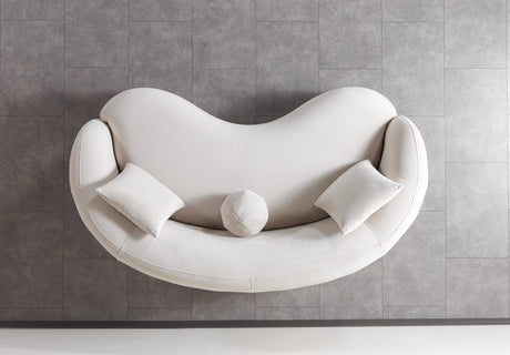 Close-up of ivory velvet upholstery on Emily loveseat