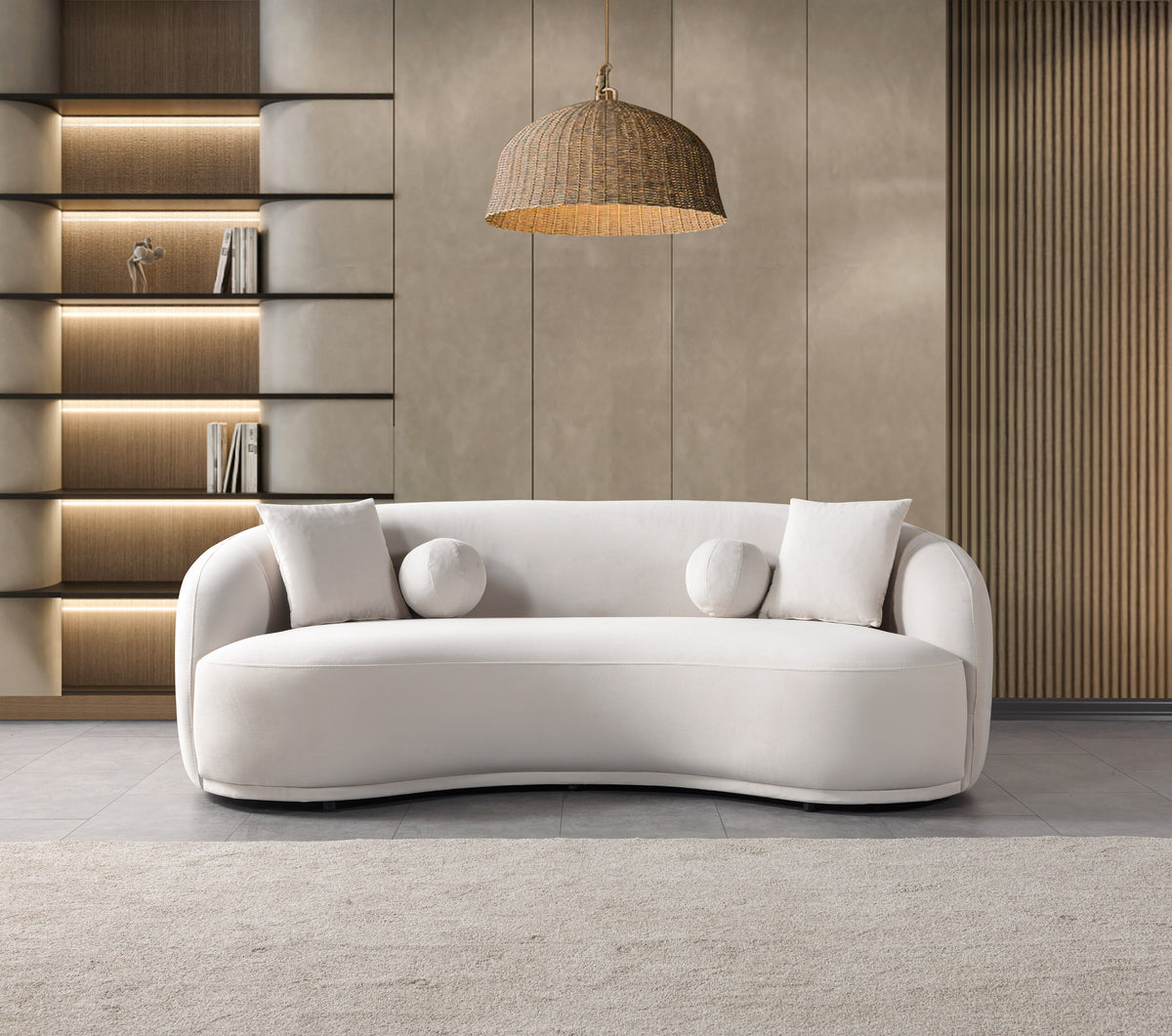 Emily Ivory Velvet Sofa 91" & Loveseat 81"