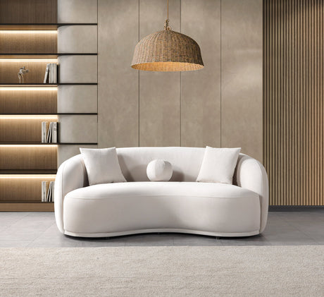 Emily ivory velvet loveseat front angle
