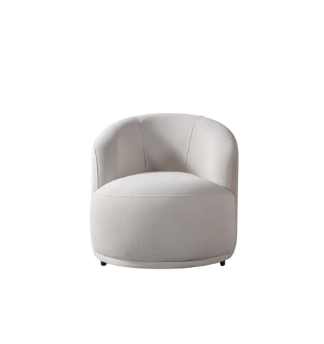 Side view of Emily ivory velvet accent chair