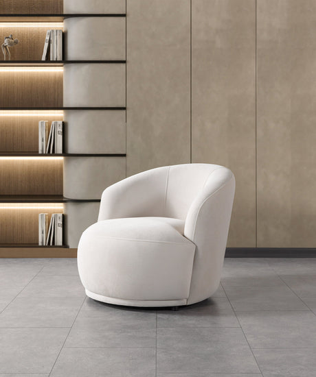Emily ivory velvet accent chair front angle