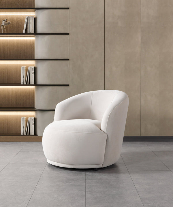 Emily ivory velvet accent chair front angle