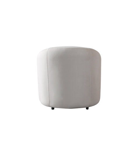 Legs and base detail of ivory velvet accent chair