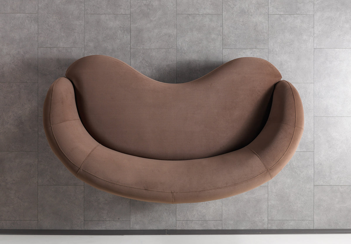 Emily Coffee Velvet Loveseat 81"