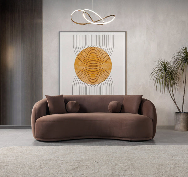 Emily 91 inch coffee velvet sofa main view