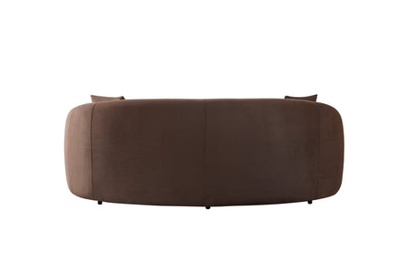 Side angle of Emily sofa in coffee velvet